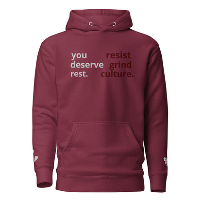 "Resist Grind Culture" Hoodie (Maroon)